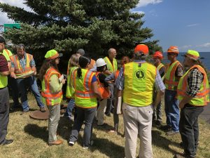 Transportation field staff testing potassium acetate levels in Duluth, MN.