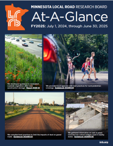 FY2025 LRRB Annual Report Cover. Photos of children crossing road, Traffic on highway, and a gravel road.