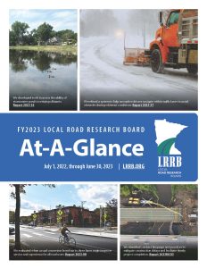 Cover of the FY2023 LRRB Annual Report titled Local Road Research Board At-A-Glance